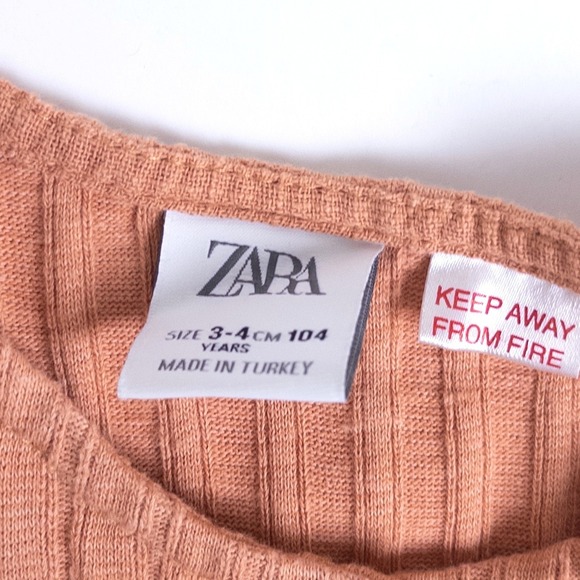 Zara Ruffle Sleeve Mixed Media Dress Girls 3-4 Years Terracotta Orange Boho - Picture 5 of 7